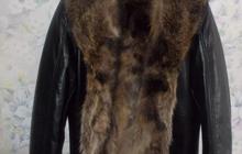Куртка кожаная Италия мех волка