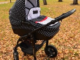 Польская коляска Dada Paradiso Group Glamour, цвет dots (черный в белый горошек),  Предназначена для ребенка от 0-3 лет,  В комплекте: Дождевик, москитная сетка, в Стерлитамаке